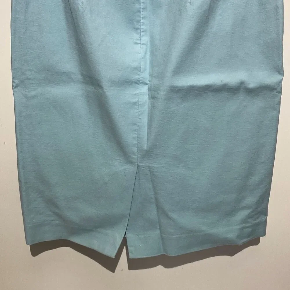 Ann Taylor Women's Light Blue Cotton Blend Solid Lined Pencil Skirt Size 8
